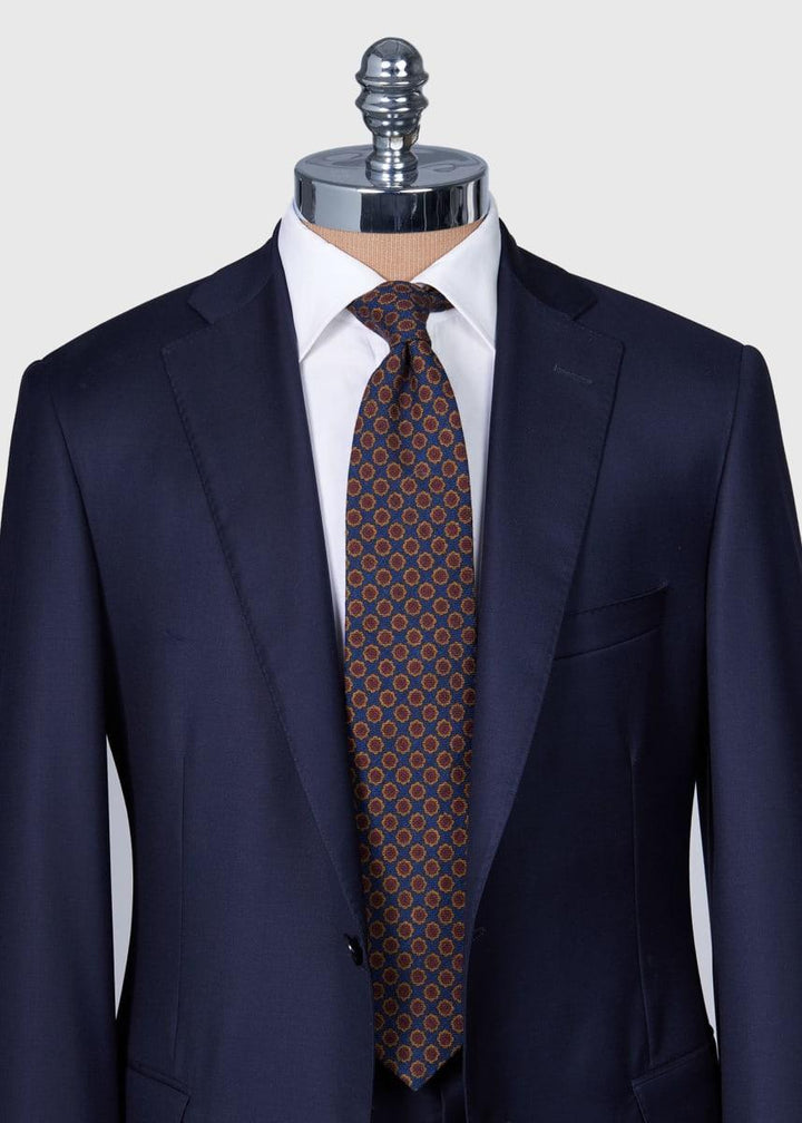 Printed Wool Medallion Tie - Purple
