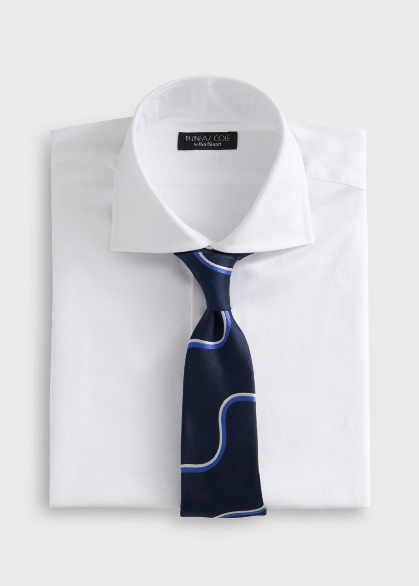 Silk Deco Wave Tie - Navy