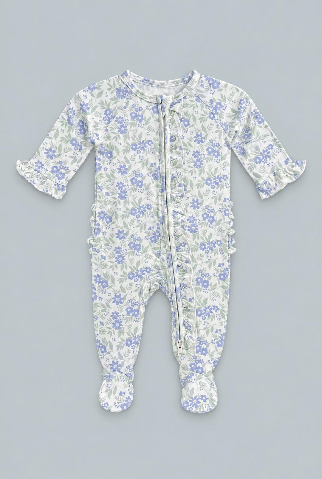 Ruffle Footie - Vintage Flower Purple