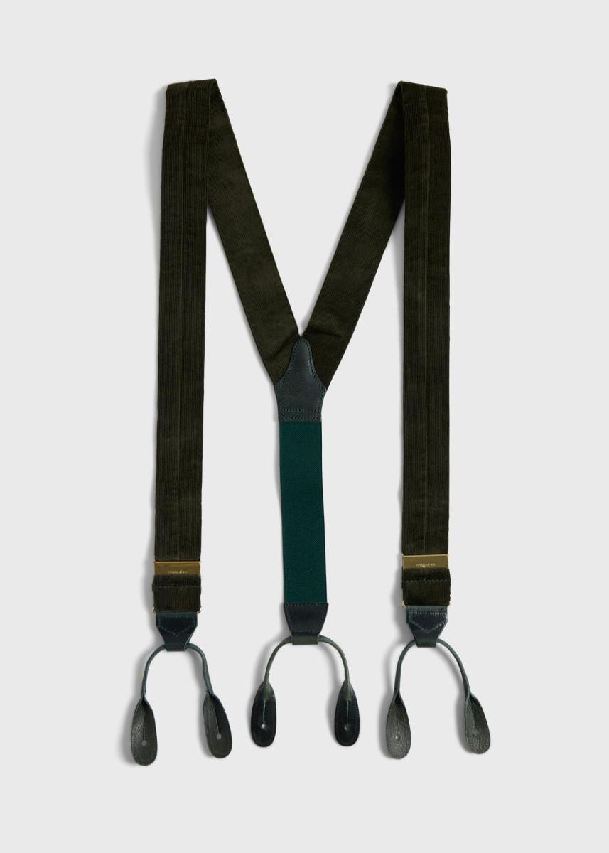 Wide Wale Corduroy Suspenders - Olive