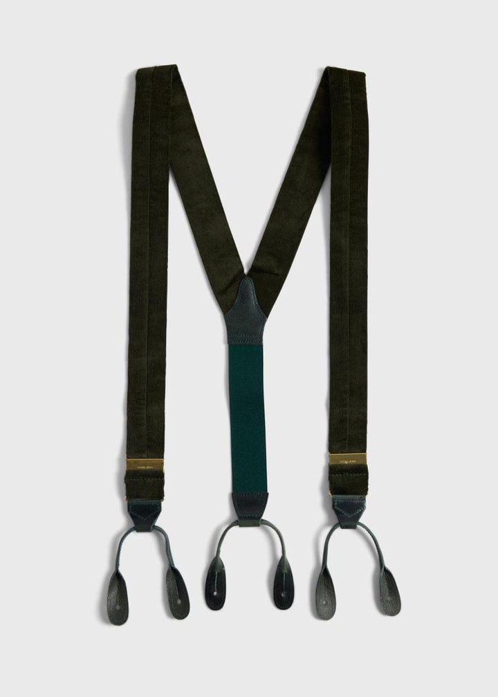 Wide Wale Corduroy Suspenders - Olive