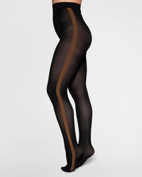 Andrea Stripe Tights - Black/Cognac