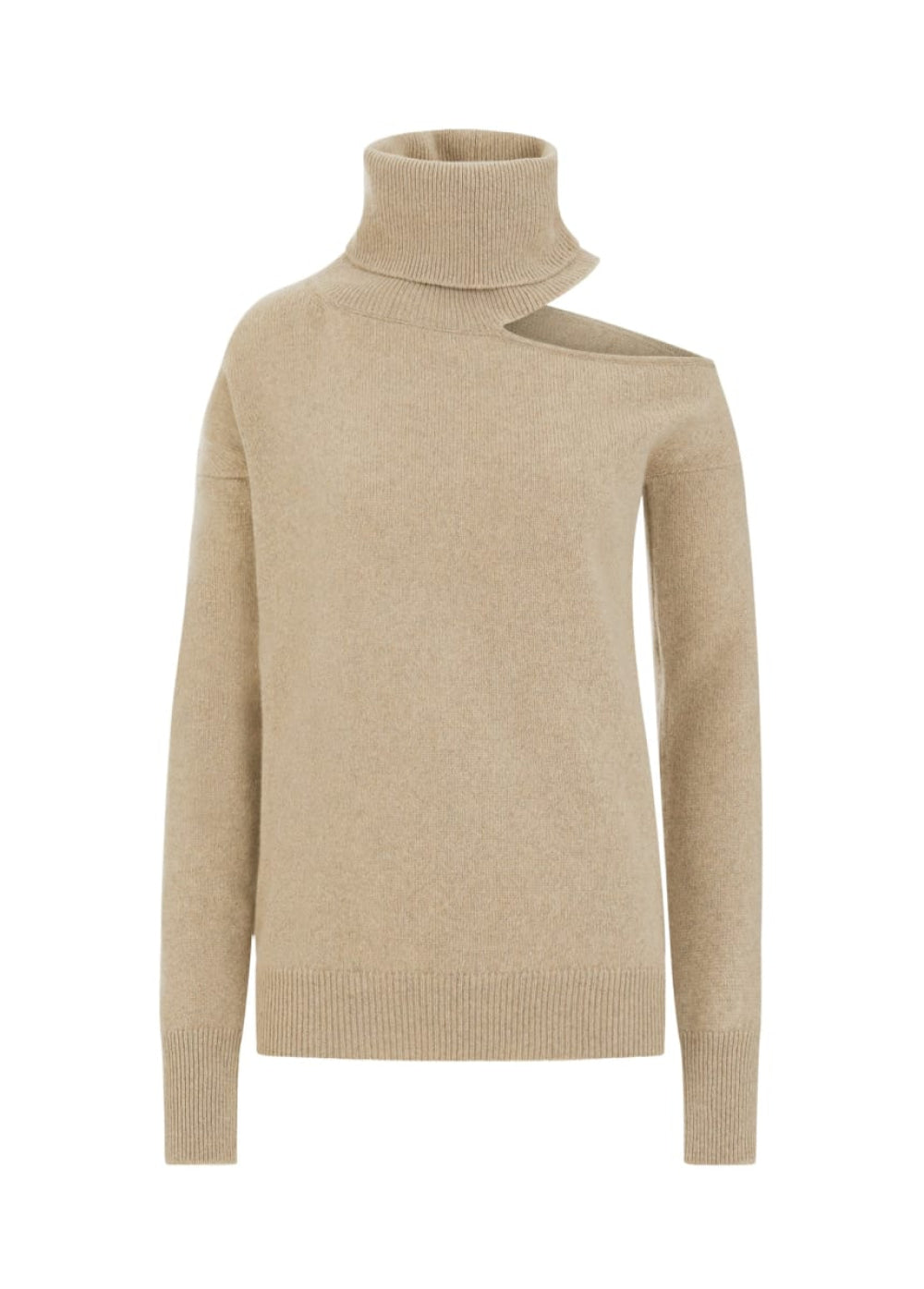 Abbie | Cashmere Roll Neck Jumper - Sand - L - Sweater