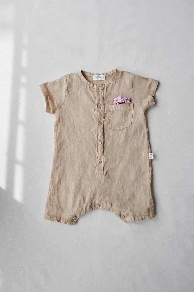Linen baby jumpsuit - Sand