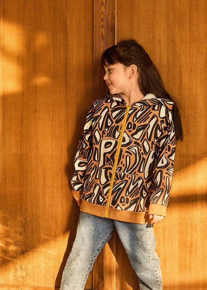 Abstract Alphabet Zip Hoodie - Zip-up Sweatshirt