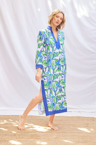 Abstract Print Classic Kaftan - Green/Blue - Dresses