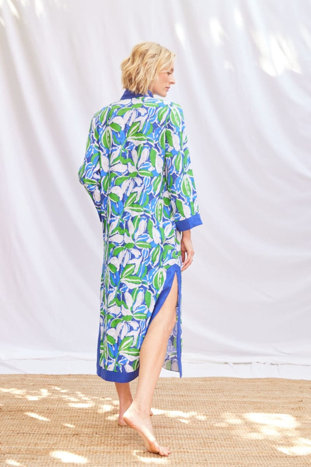 Abstract Print Classic Kaftan - Green/Blue - Dresses