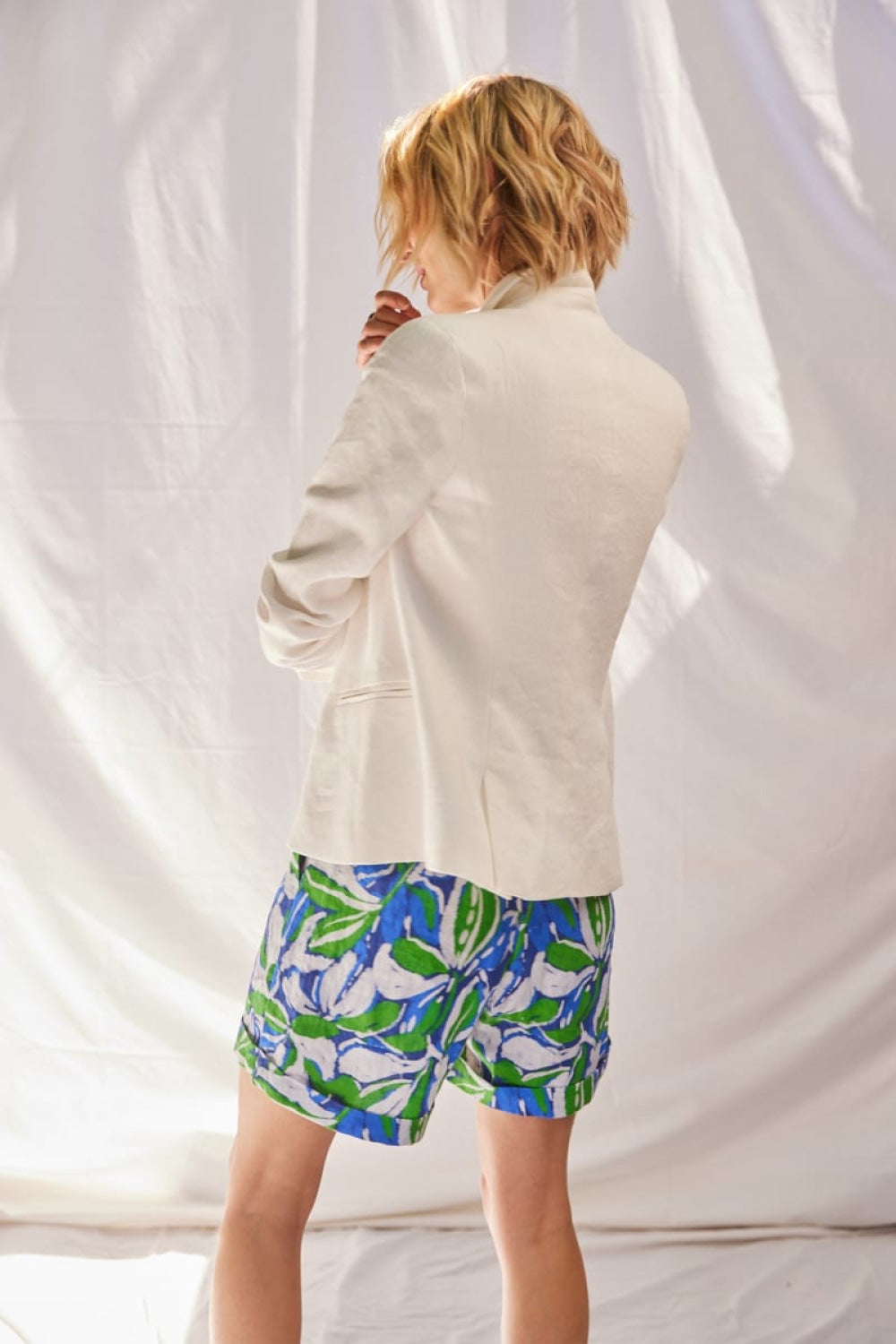 Abstract Print Palm Beach Short - Green/Blue - Shorts