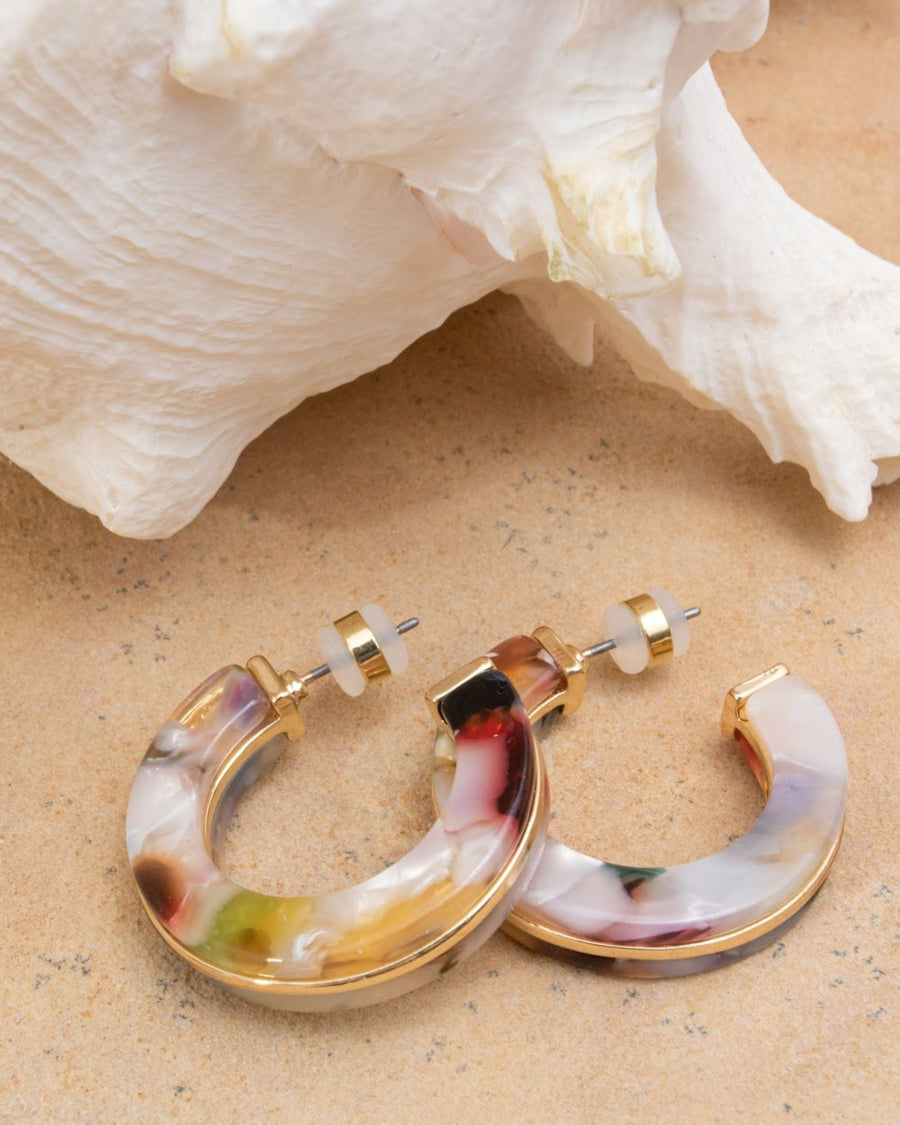 Acetate Multi-Color Hoop Earrings - Multi-Color - One Size - Earrings