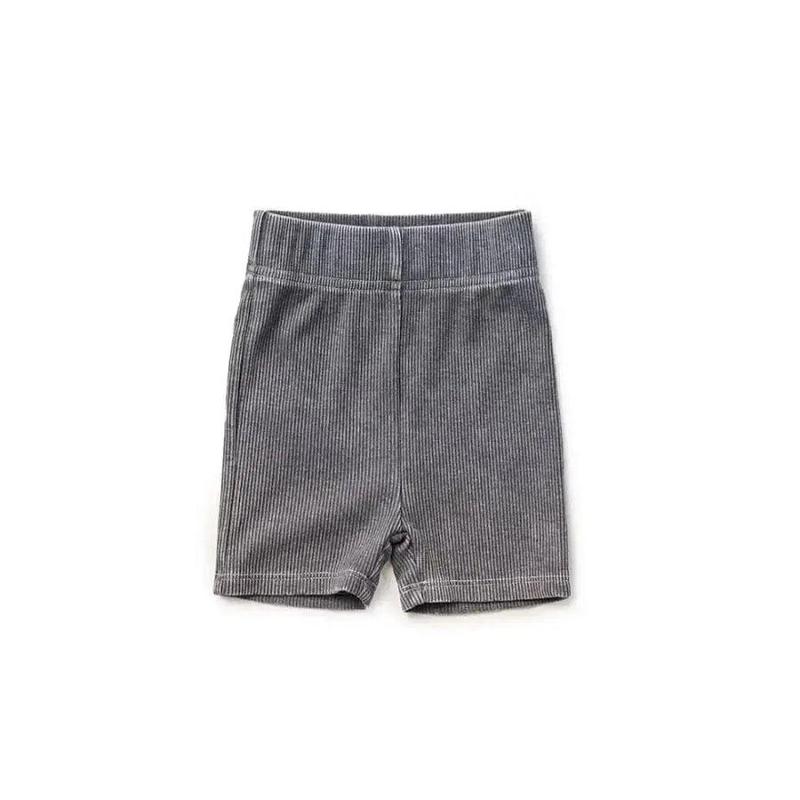 Acid Wash Ribbed Short - Black - Shorts