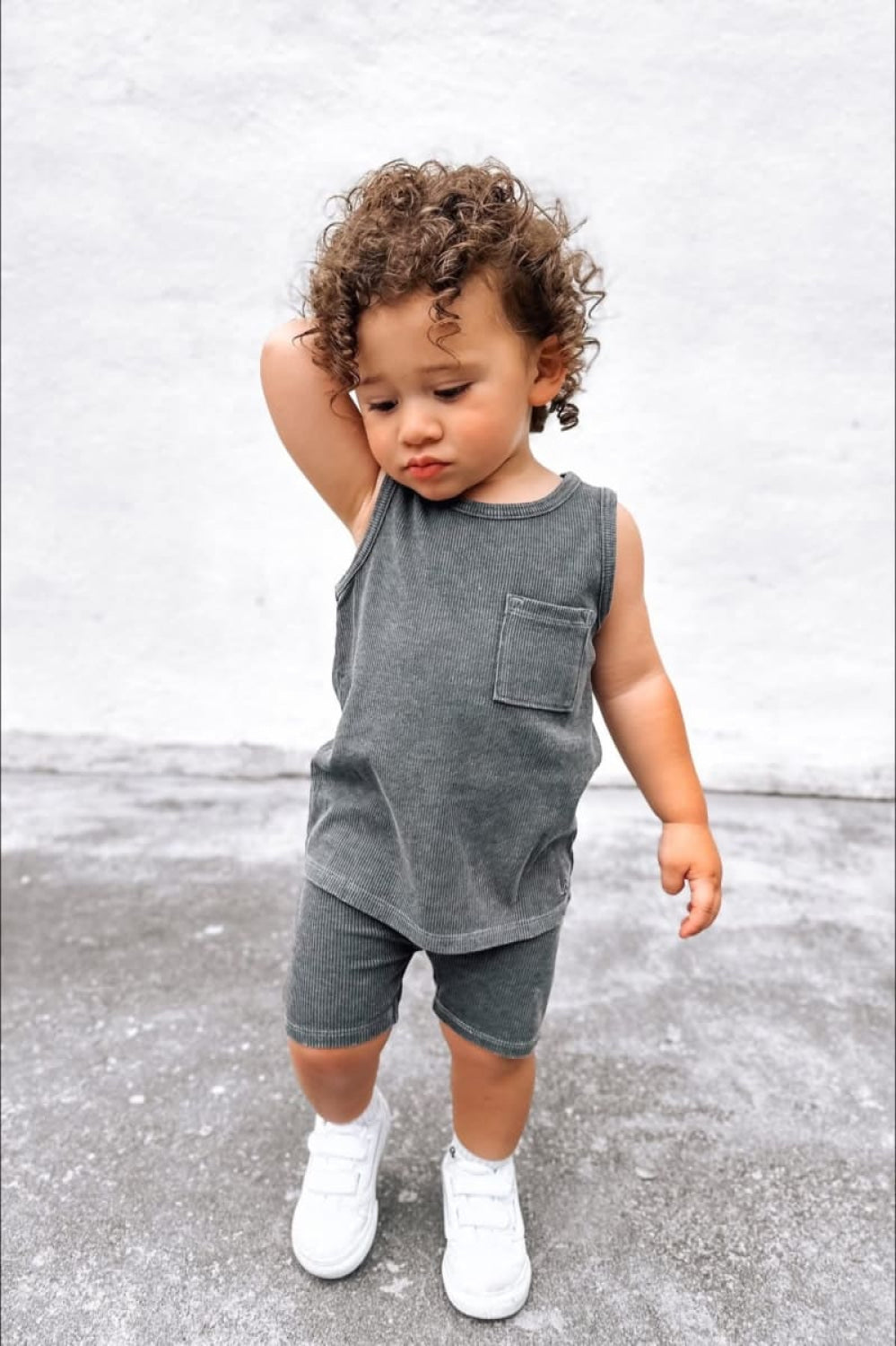 Acid Wash Ribbed Tank - Black - Tank Top