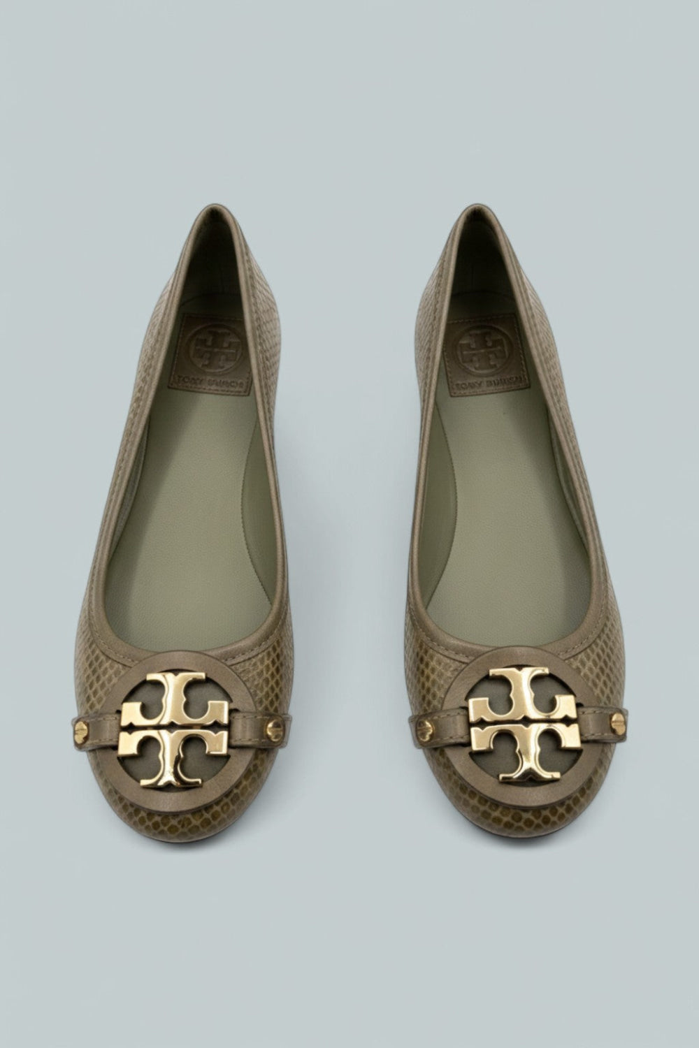 Adan Ballet Flat Embossed Leather - Olive Green Snakeskin - 8 - Flats