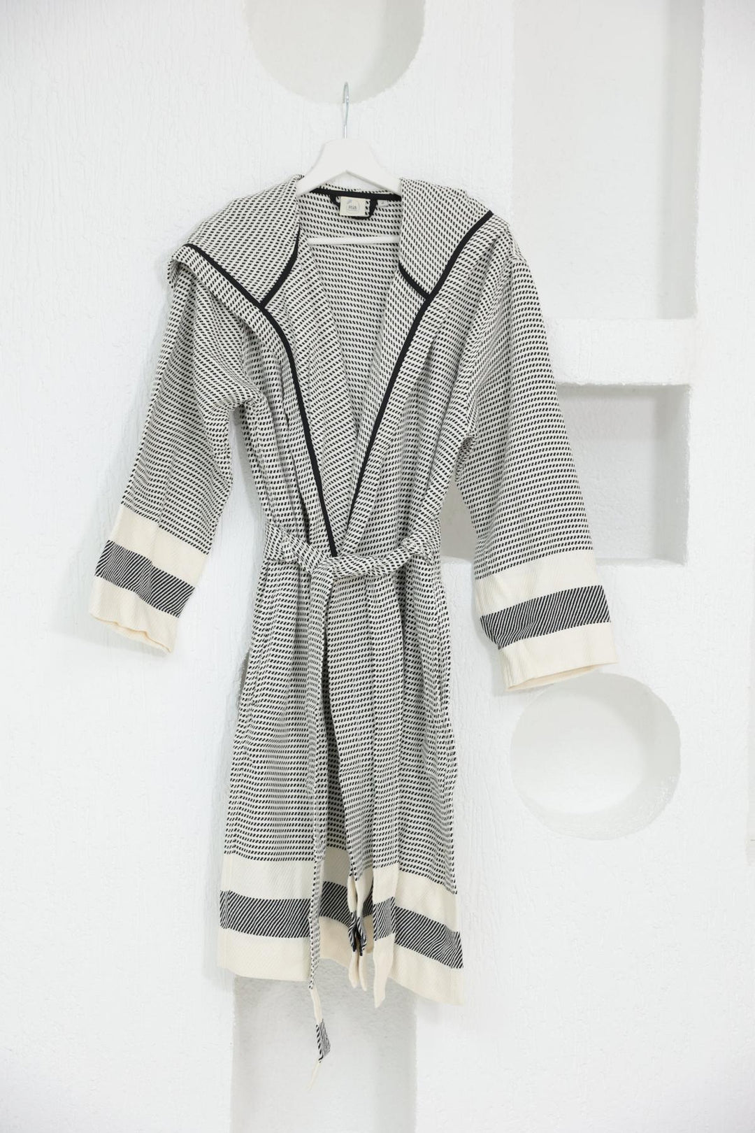 Cotton White & Black Bathrobe