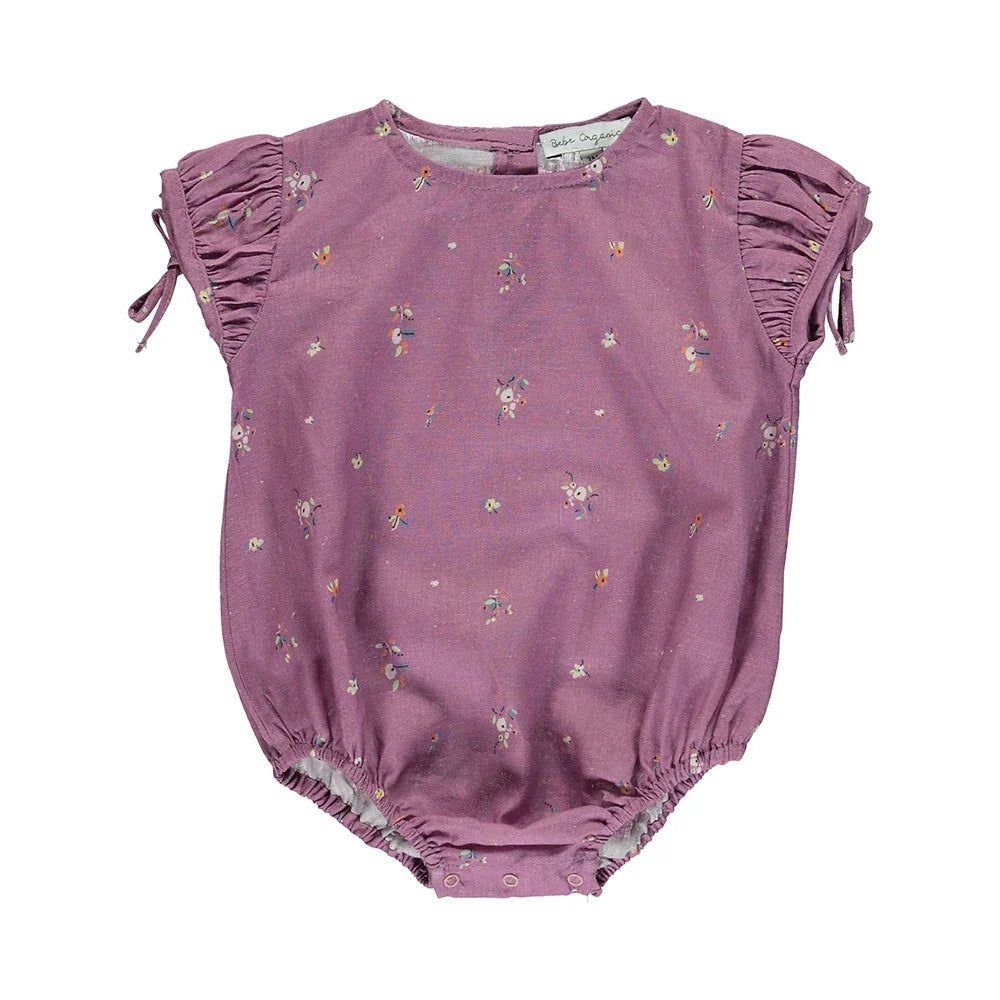 Adele Romper - Purple Flowers One Pieces Bebe Organic