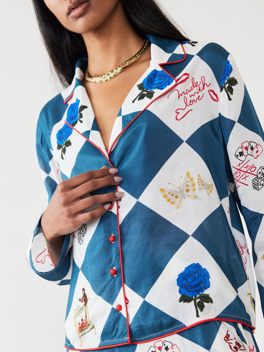 PJ Party Set - Navy Love & Party Check