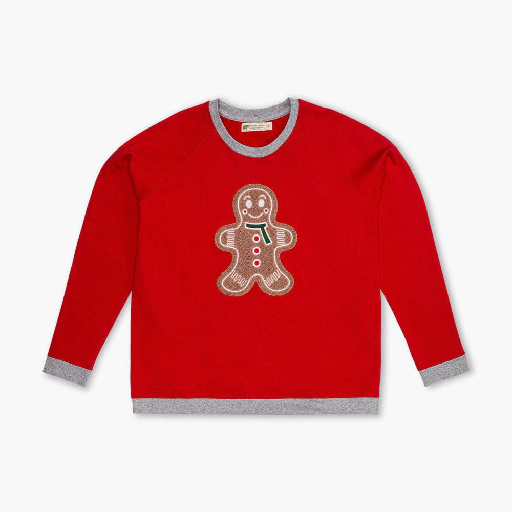 Adult Embroidered Crewneck Sweatshirt - Gingerbread Cookie - S - Crewneck Sweatshirt