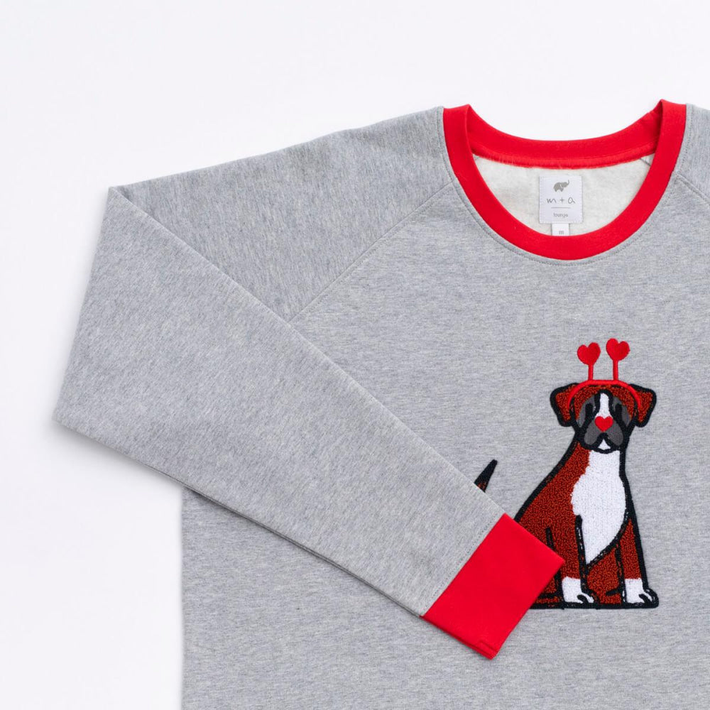 Adult Embroidered Crewneck Sweatshirt - Valentine’s Day Dogs - Crewneck Sweatshirt