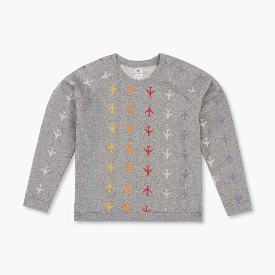 Adult Printed Crewneck Sweatshirt - Rainbow Jet Set - Crewneck Sweatshirt