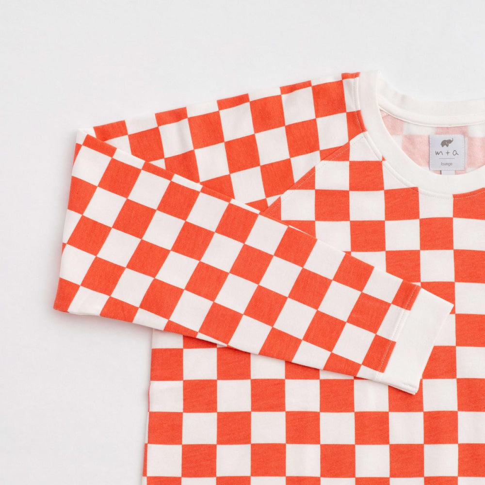 Adult Printed Crewneck Sweatshirt - Red Check - Crewneck Sweatshirt