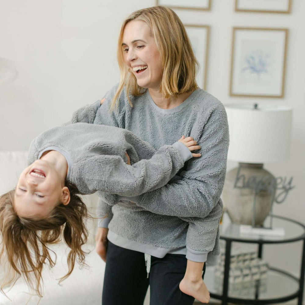 Adult Sherpa Crewneck Sweatshirt - Grey - L - Crewneck Sweatshirt