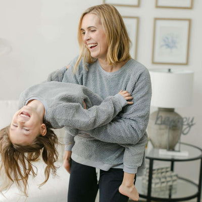 Adult Sherpa Crewneck Sweatshirt - Grey - L - Crewneck Sweatshirt
