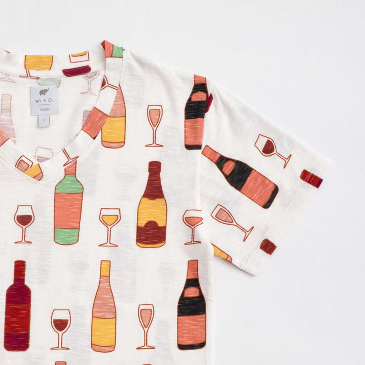 Adult V-Neck Tee - Wine Night - T-shirt