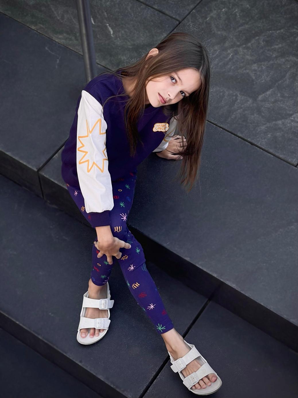 Recycled Cotton Shapes Kid Sweatshirt - Blue Ribbon/natural