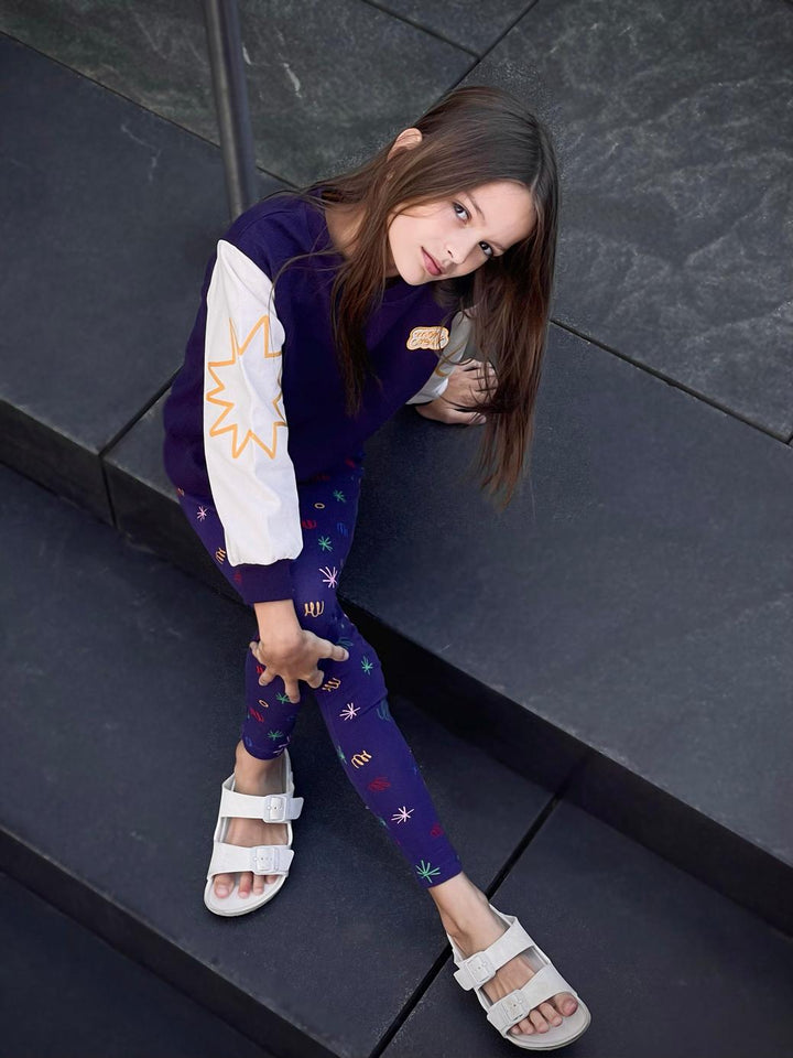 Recycled Cotton Shapes Kid Sweatshirt - Blue Ribbon/natural