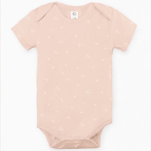 Afton Short Sleeve Bodysuit - Cora Flora/Peach Bodysuits + Onesies Colored Organics 