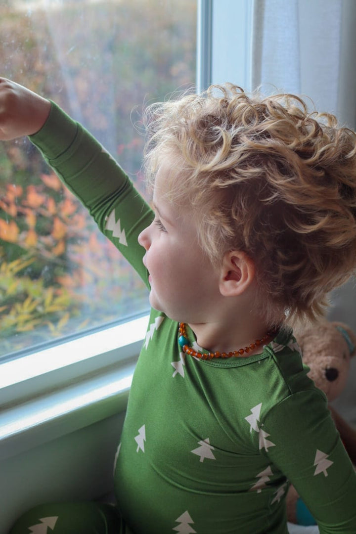 Bamboo Zip Romper - Christmas Trees