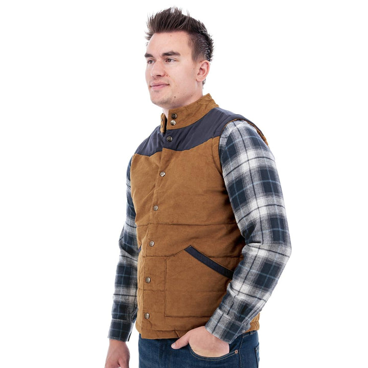 Reese Quilted Cord Vest - Tobacco Brown