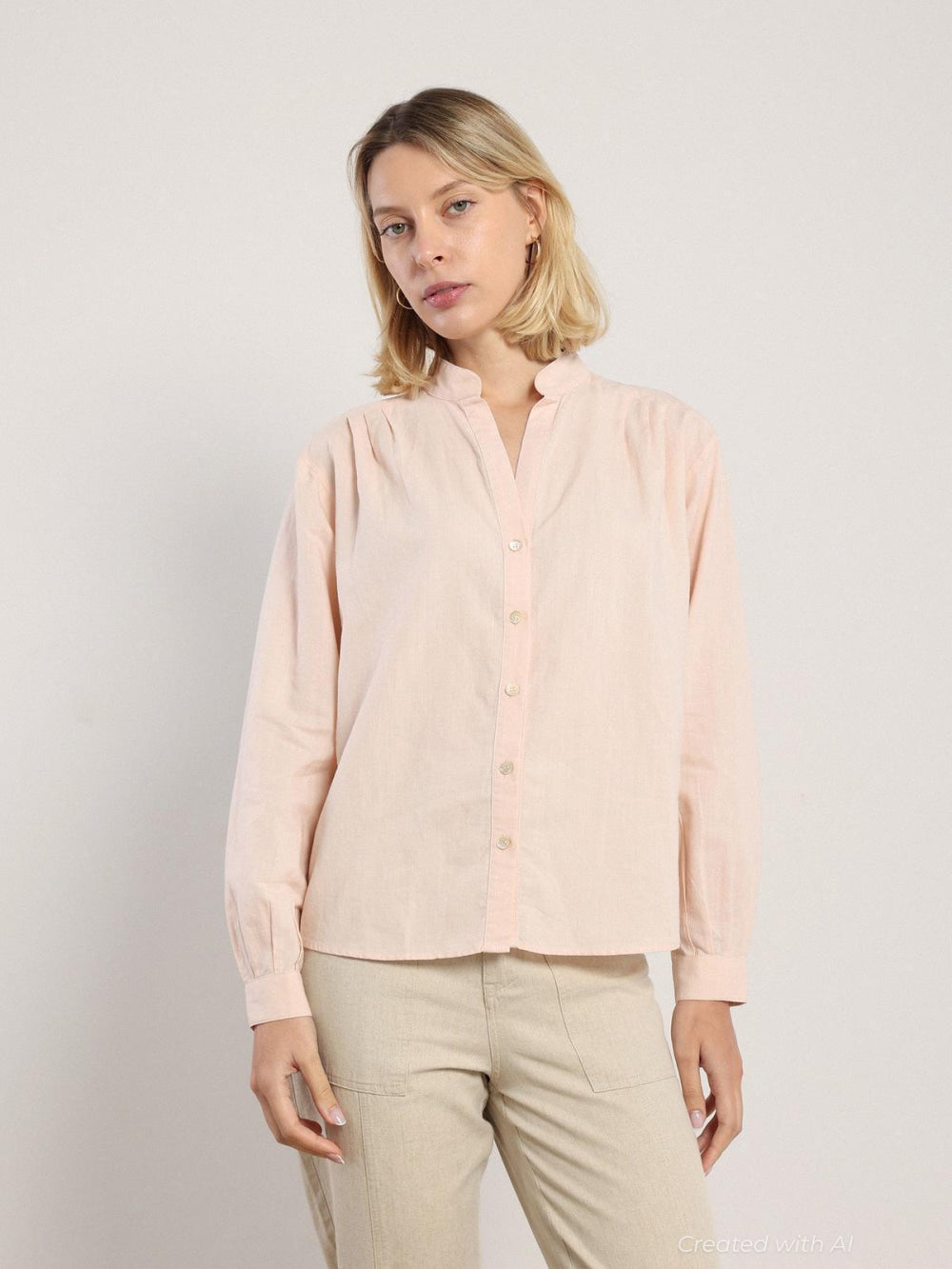 Akhen Button Up - Pale Rose - Button Down Shirt