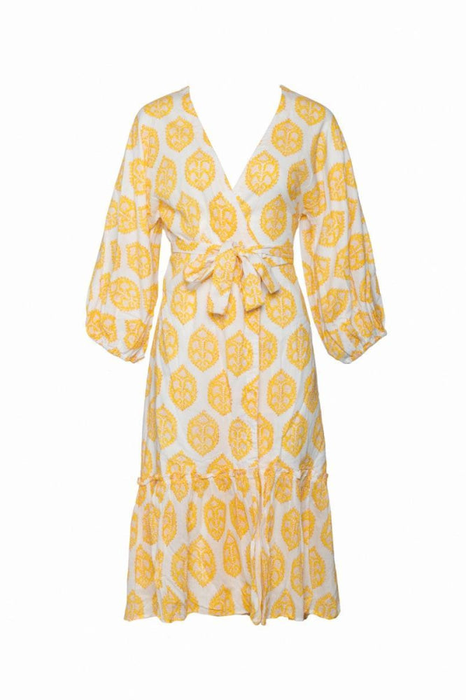 Alessandra Wrap Dress - Gold-Medallion - Dresses