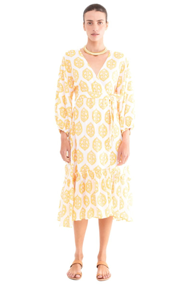 Alessandra Wrap Dress - Gold-Medallion - Dresses