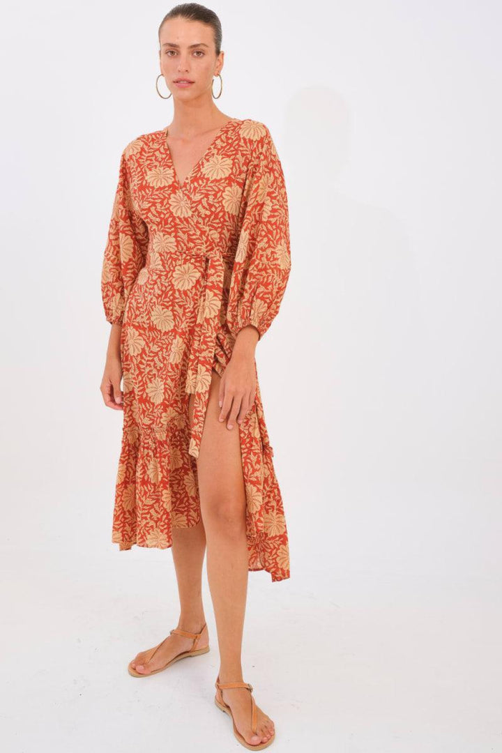 Alessandra Wrap Dress - Sienna Flower - Dresses