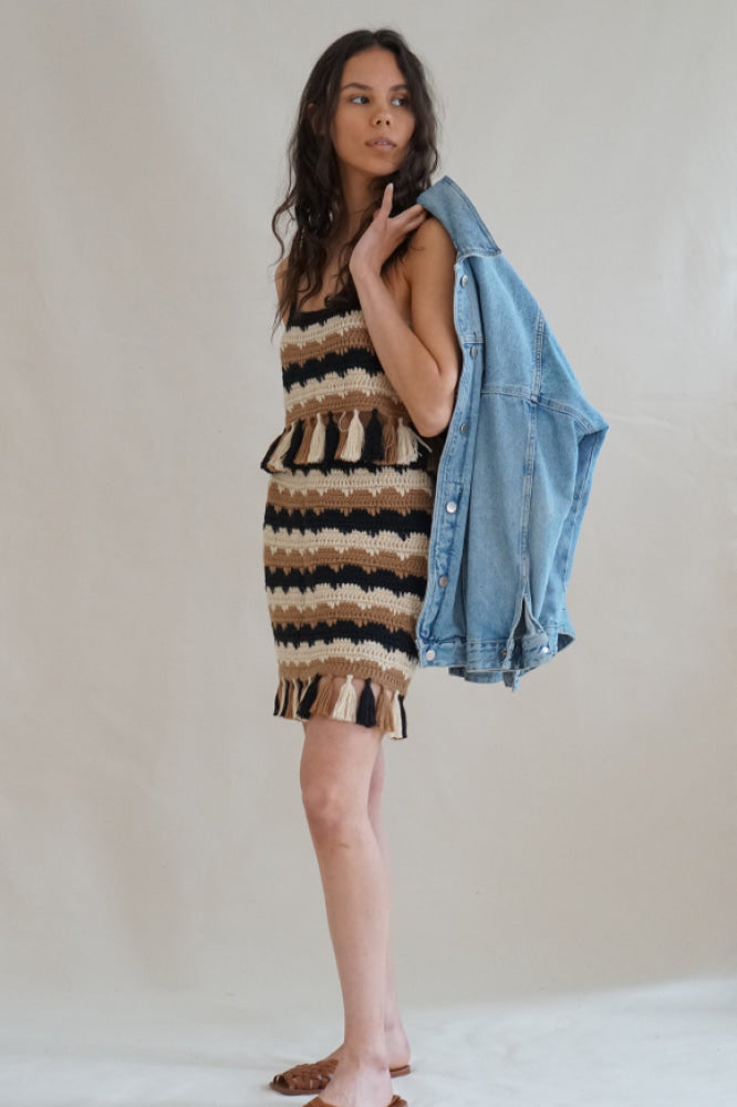 Alice Fringy Crochet Skirt - Neutrals - Skirt
