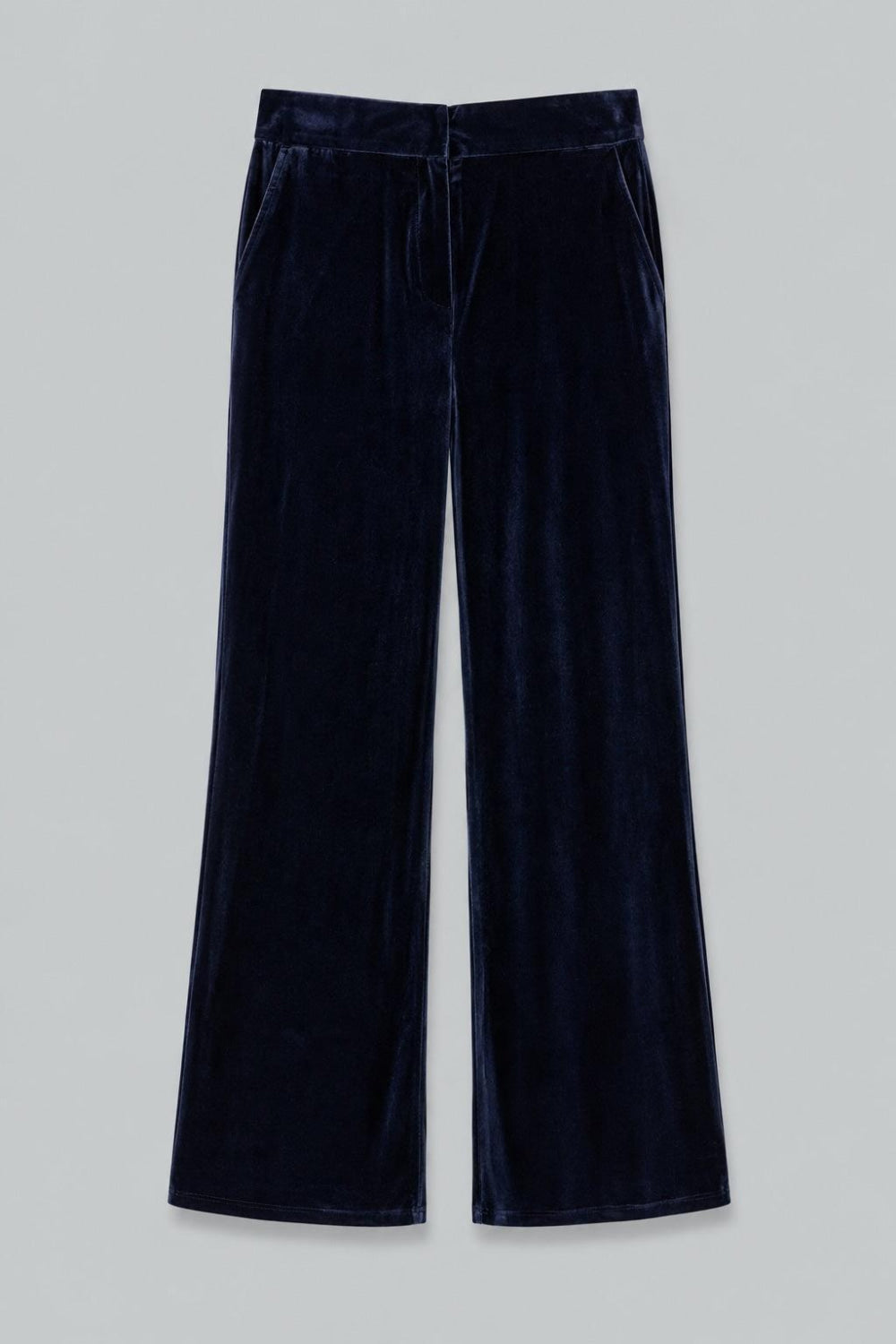 Alice Velvet Straight-Leg Trousers - Navy - Trouser