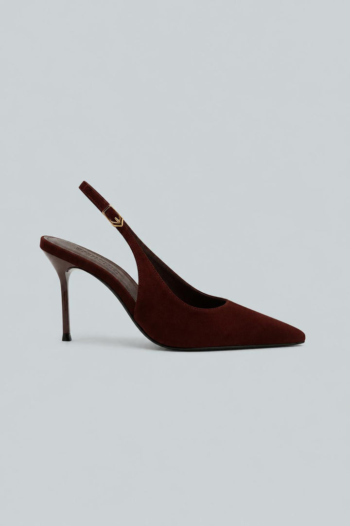 Alicia Sling Suede Pump - Brown - 8 - Heels