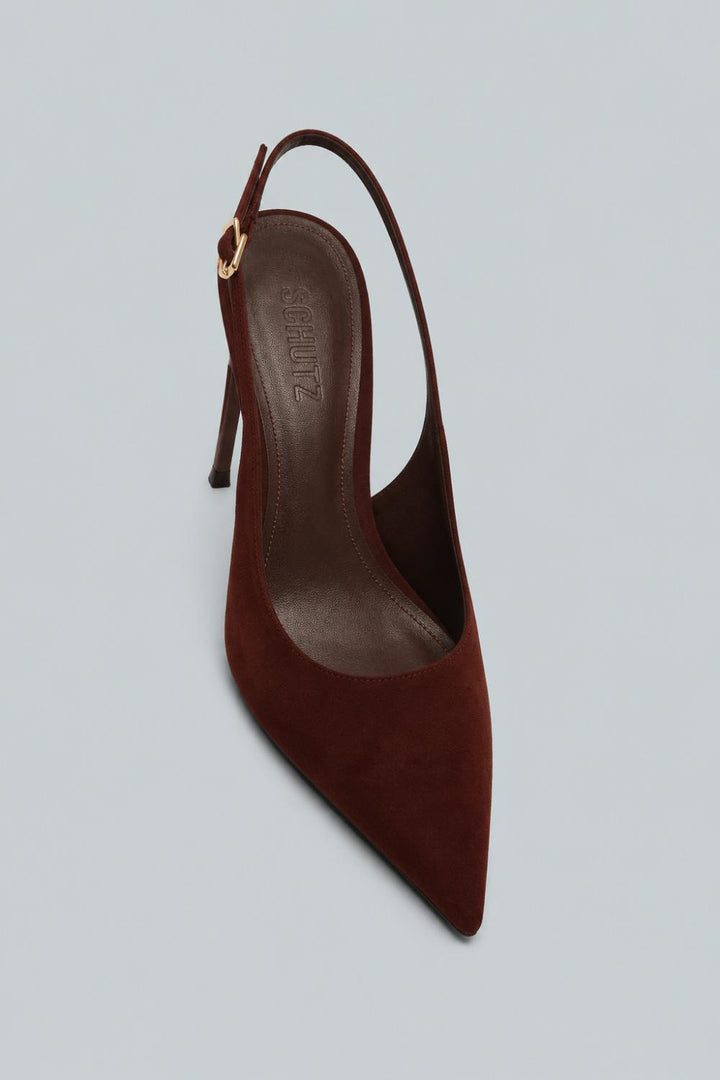 Alicia Sling Suede Pump - Brown - 8 - Heels