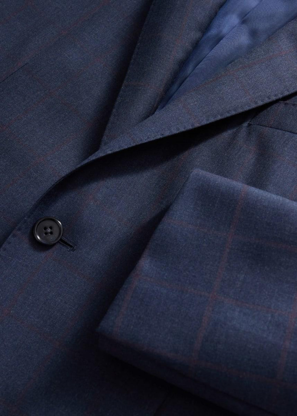 All Year Wool Windowpane Suit - Slate Blue - 46 - Suit