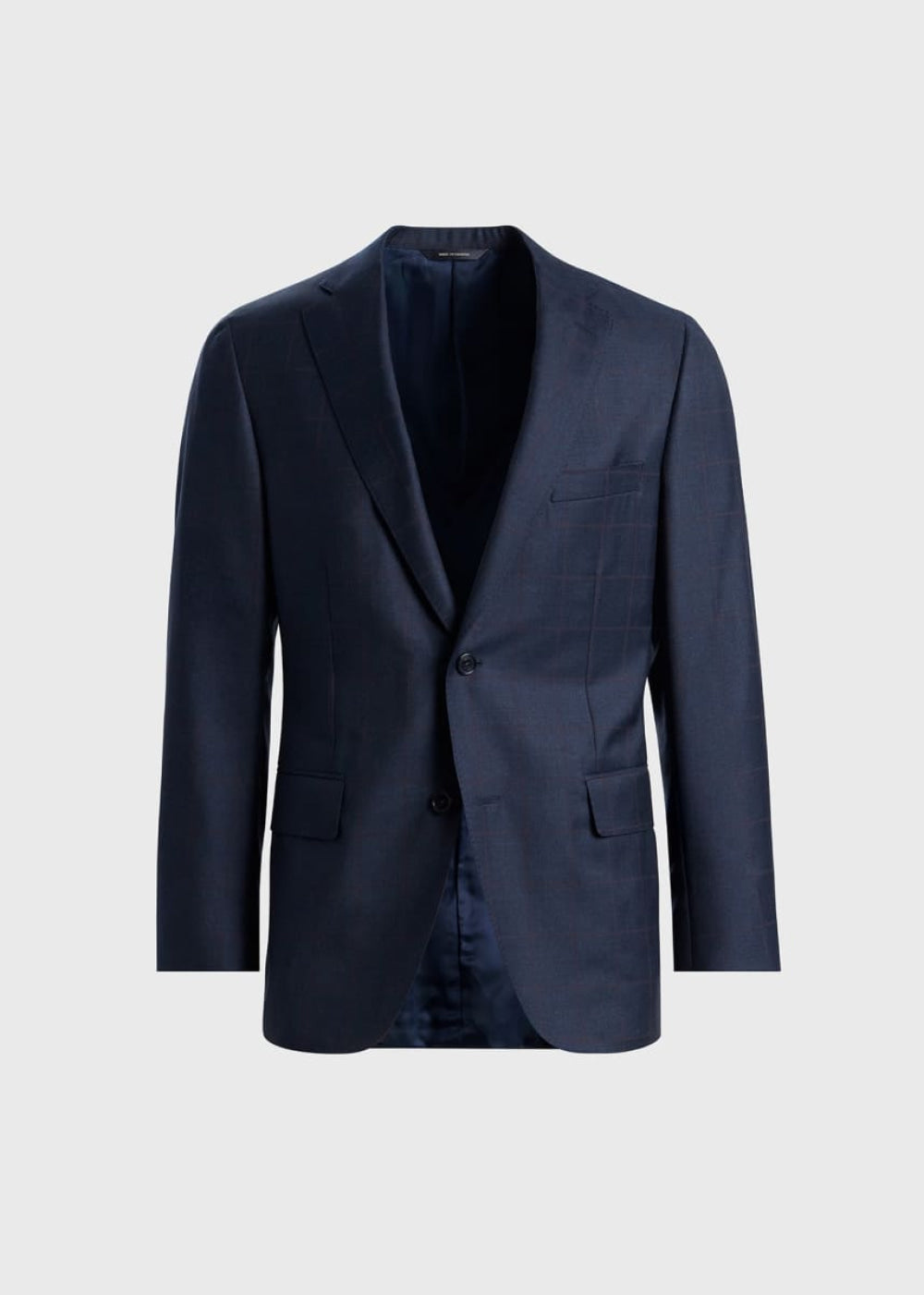 All Year Wool Windowpane Suit - Slate Blue - 46 - Suit