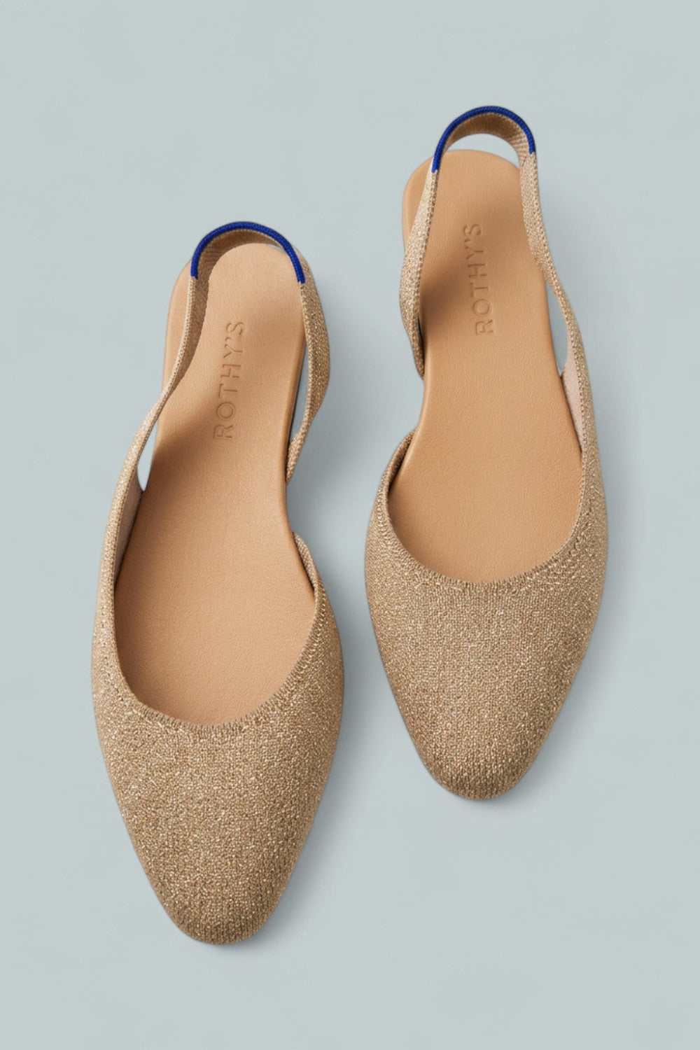 Almond Slingback Slip-On Dress Shoes - Metallic Prosecco - 6.5 - Pumps