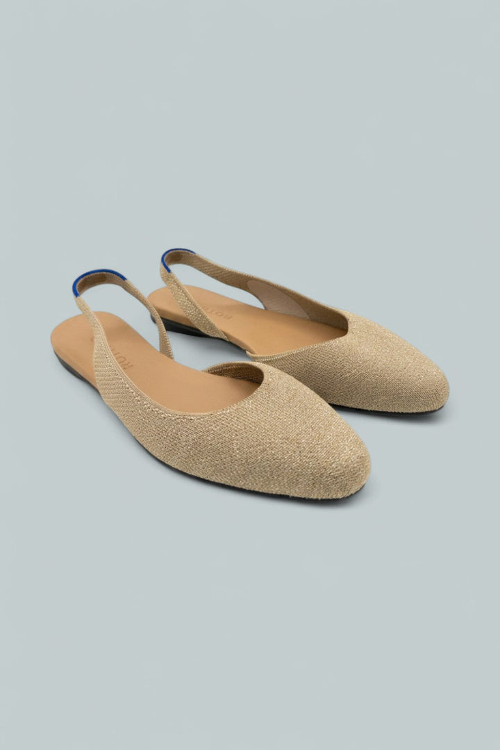 Almond Slingback Slip-On Dress Shoes - Metallic Prosecco - 6.5 - Pumps