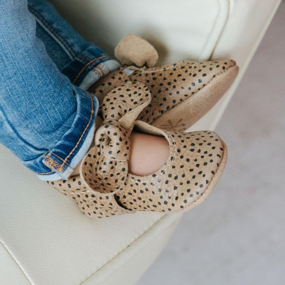 Almond Speckles Knotted Bow Baby Shoe - ’Flats - Baby Kids Adult All’