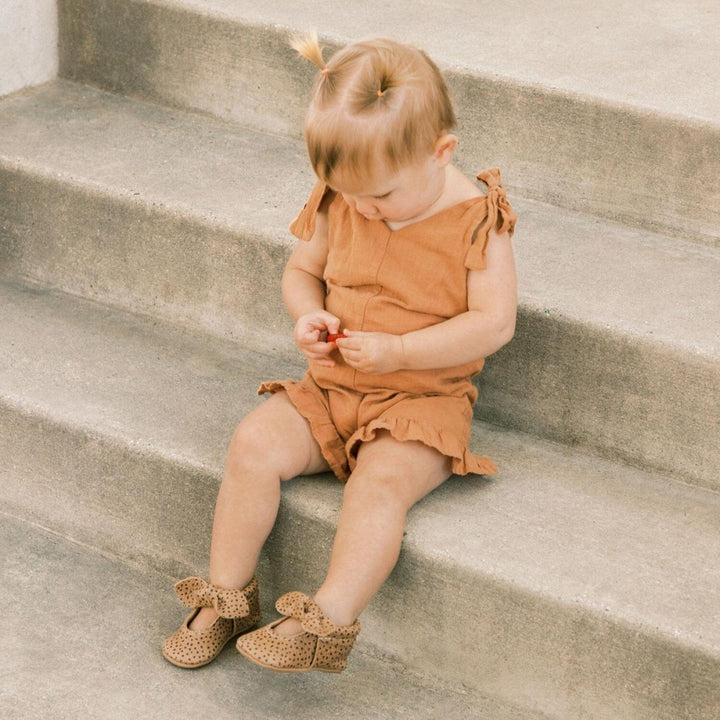 Almond Speckles Knotted Bow Baby Shoe - ’Flats - Baby Kids Adult All’
