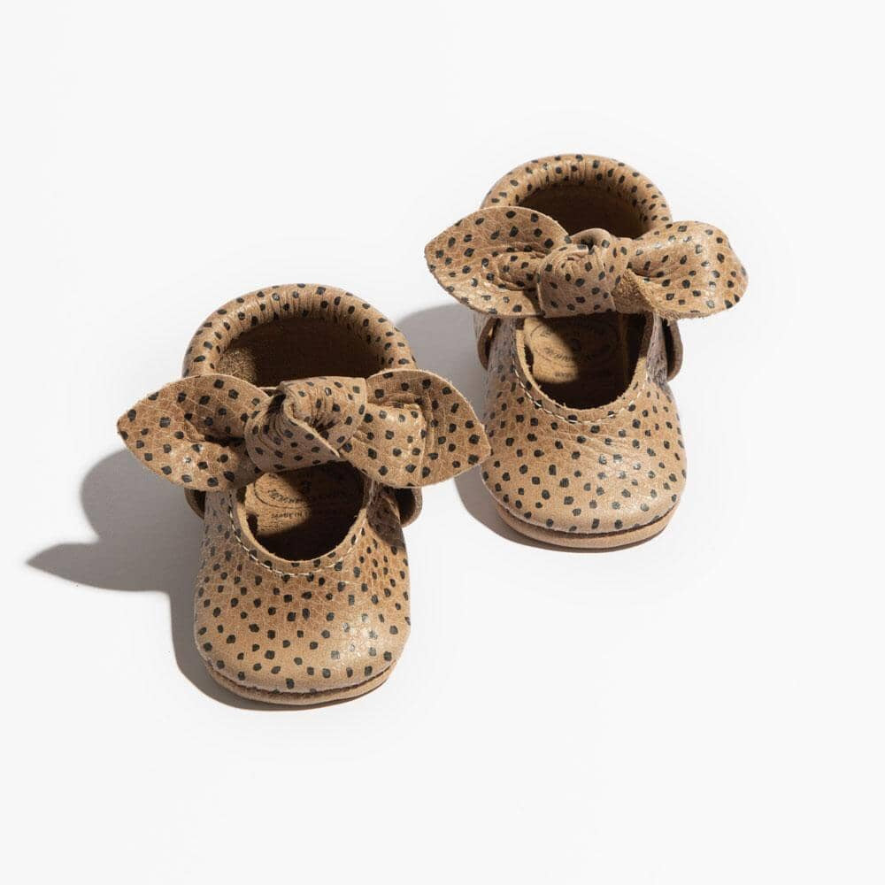Almond Speckles Knotted Bow Baby Shoe - ’Flats - Baby Kids Adult All’