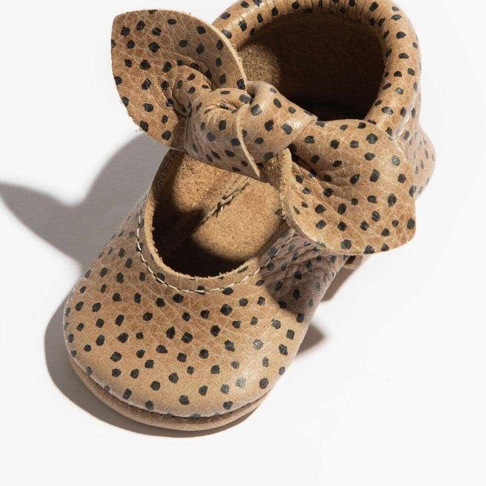 Almond Speckles Knotted Bow Baby Shoe - ’Flats - Baby Kids Adult All’