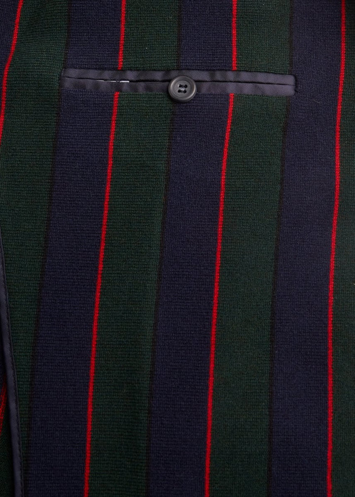 Rice Stitch Merino Wool Stripe Blazer - Green