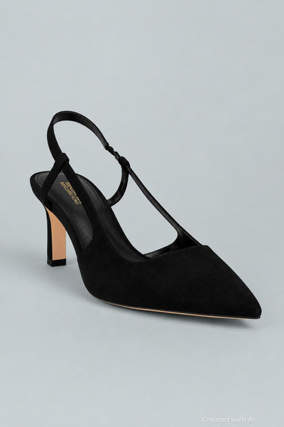 Alora Suede Slingback Pump - Black - Heels