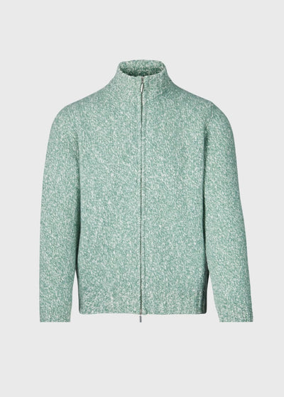Wool & Cashmere Marled Zip Cardigan - Mint